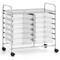Rolling Organizer Cart with 12 Plastic Drawers Lockable Casters and Metal Frame for Craft and School Supplies